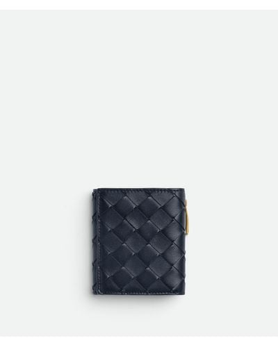 Bottega Veneta Tri-Fold Zip Wallet With Detachable Card Case - Blue