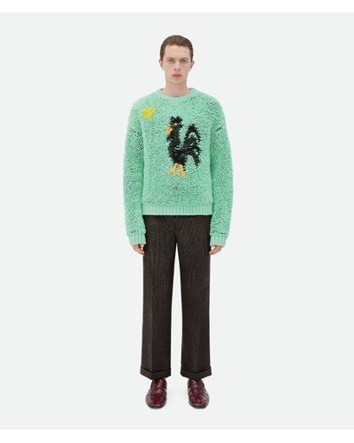 Bottega Veneta Graphic Animal Jacquard Wool Sweater - Green