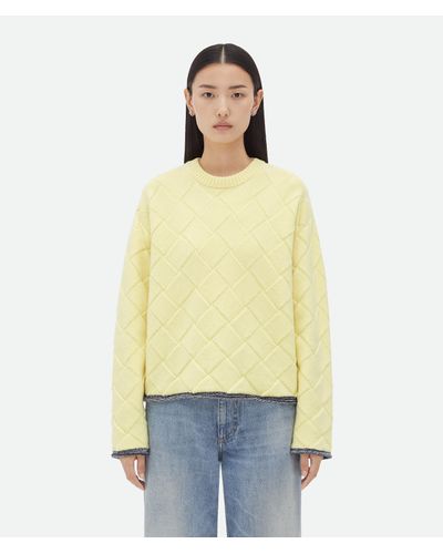 Bottega Veneta Pull En Laine À Motif Intreccio - Jaune