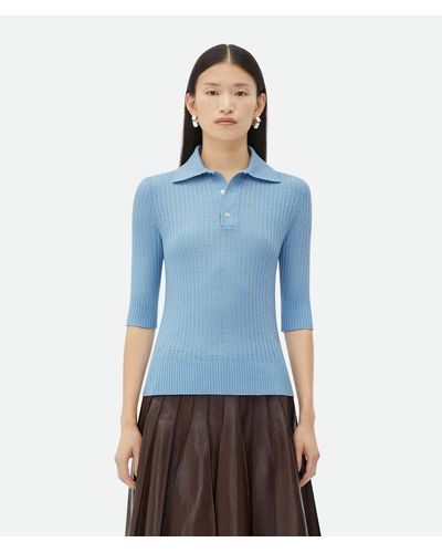 Bottega Veneta Light Wool Short-Sleeved Sweater - Blue