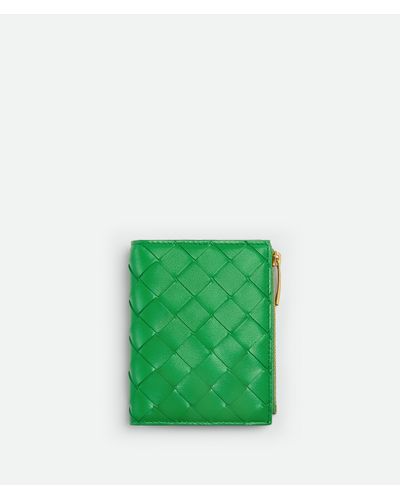 Bottega Veneta Kleines Bi-fold Portemonnaie Mit Zipper - Grün