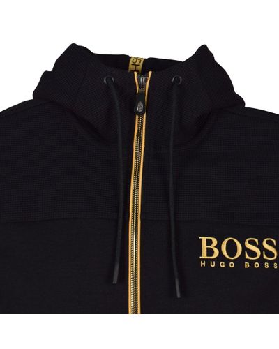 BOSS by Hugo Boss Cotton Black/gold Logo Hoodie for Men - Lyst
