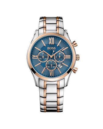 hugo boss silver watch blue face