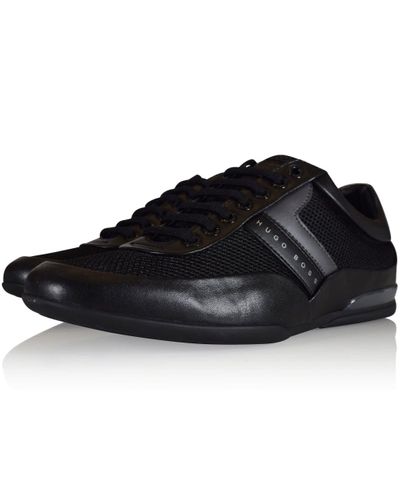 BOSS Green Leather Space Lowp 50327366 001 in Black for Men - Lyst