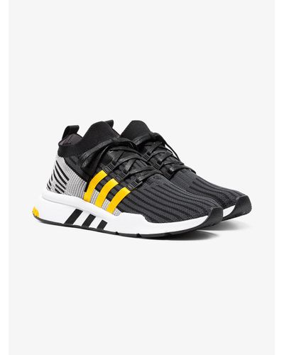 adidas Black And Yellow Eqt Support Mid Adv Primeknit Sneakers for Men |  Lyst