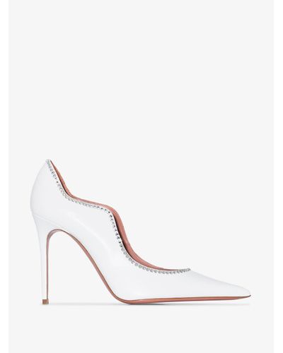 amina muaddi white pump