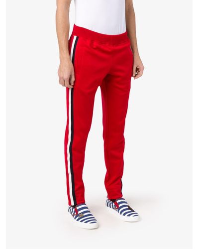 Gucci Cotton Striped Panel Track Pants in Red for Men | Lyst