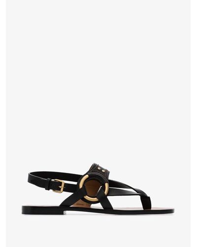 ChloÃ© Flat Leather Sandals in Black - Lyst