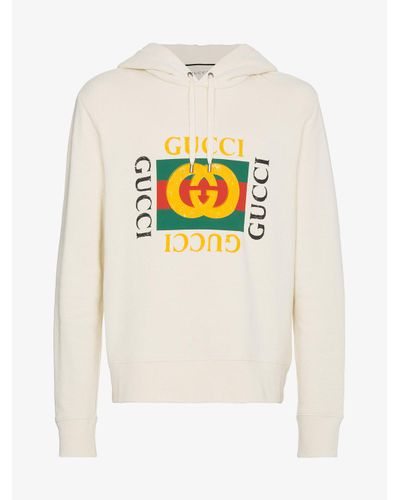 Gucci Cotton Gg Fake Hooded Sweatshirt in Beige (Natural) for Men - Lyst