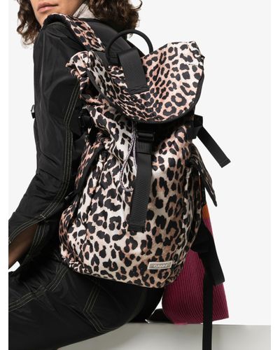 Ganni Leopard Print Backpack in Black | Lyst