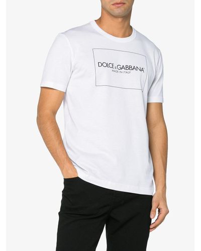 Dolce & Gabbana Cotton Box Logo T Shirt in White for Men | Lyst