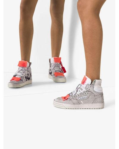 Off-White c/o Virgil Abloh Canvas Silver Off-court Glitter High Top ...