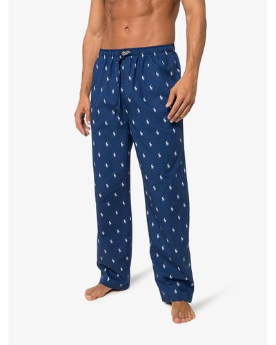 Polo Ralph Lauren Logo Cotton Pyjama Trousers in Blue for Men - Lyst