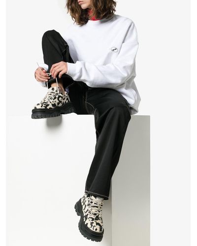 Eytys Leather Cream Angel Leopard Print Chunky Canvas Sneakers in 