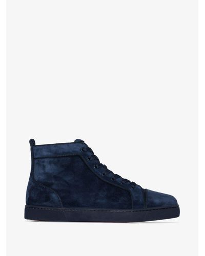 Christian Louboutin Leather Blue Louis Orlato High Top Sneakers 
