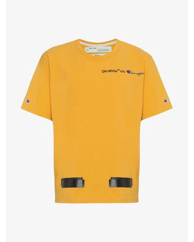 Off-White c/o Virgil Abloh Cotton X Champion Yellow T-shirt for Men | Lyst