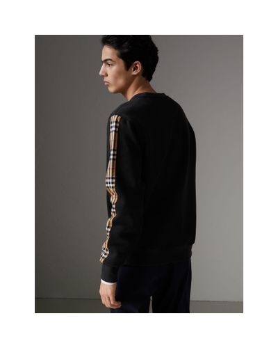 vintage check detail cotton blend sweatshirt