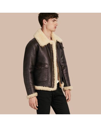 Burberry Leather Shearling Aviator Jacket for Men - Lyst