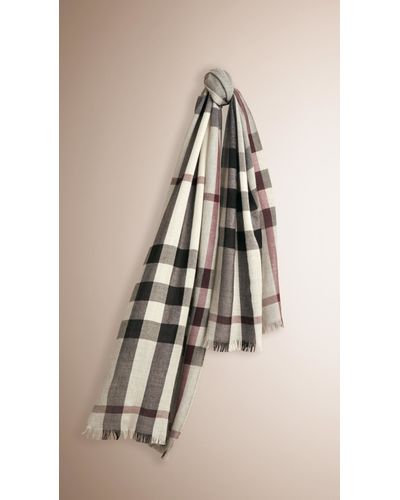 burberry lightweight check cashmere scarf