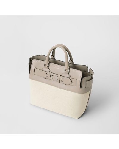 Burberry The Medium Canvas And Leather Belt Bag in Grey/Stone 