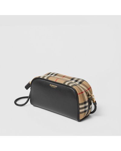 Burberry Leather And Vintage Check Half Cube Crossbody Bag in 