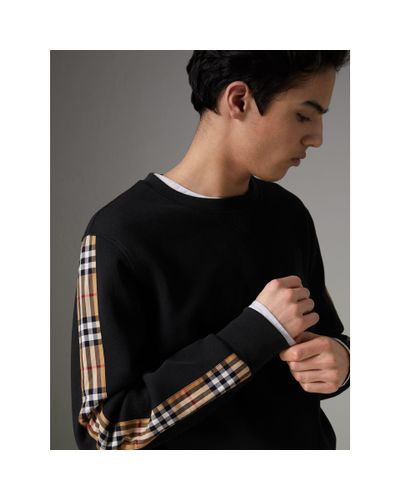 Burberry Vintage Check Detail Cotton Blend Sweatshirt in Black for 