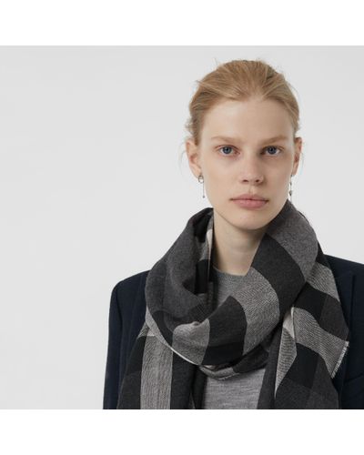 burberry lightweight check cashmere scarf