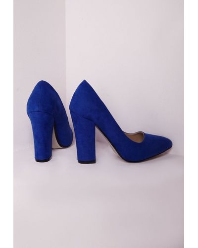 blue court shoes block heel