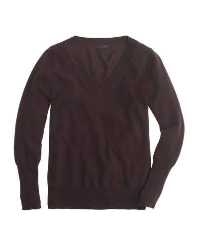 J.Crew Italian Cashmere V-neck Sweater in Espresso (Brown) - Lyst
