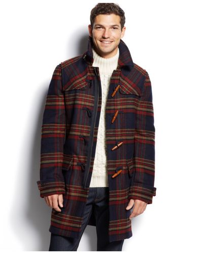 Tommy Hilfiger Special Hutton Checked Duffle Coat in Blue for Men - Lyst