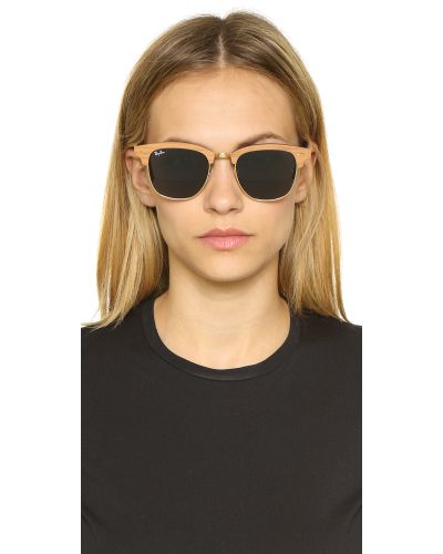 Ray-Ban Clubmaster Wood Sunglasses in Red - Lyst