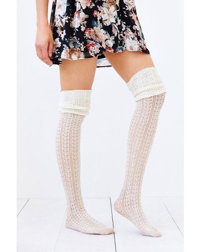 Urban Outfitters Tonal Scrunch Over-The-Knee Sock in Ivory (White ...