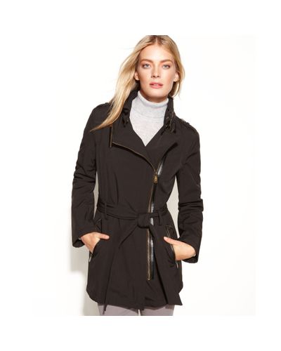 michael kors asymmetrical hooded raincoat