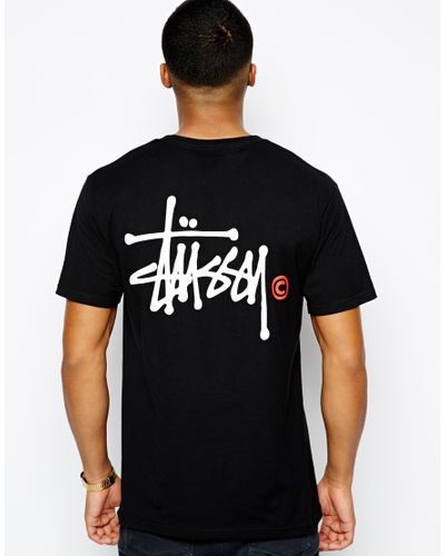 Stussy Tshirt with Basic Logo Back Print in Black for Men - Lyst