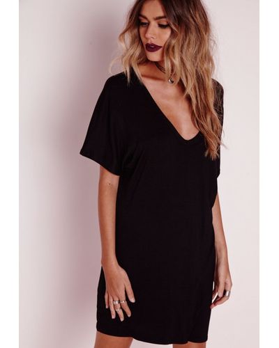 black v neck shirt dress