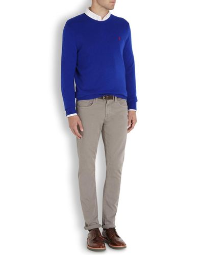 royal blue v neck jumper mens