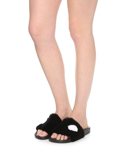 Marc By Marc Jacobs Dot Fur Slides in Black - Lyst
