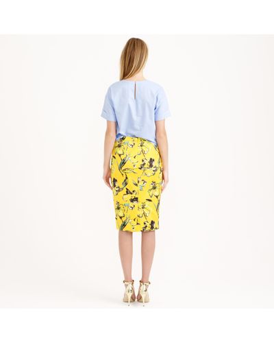 J.Crew Collection Lemon Tiger Lily Pencil Skirt - Yellow