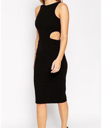 black high neck bodycon dress