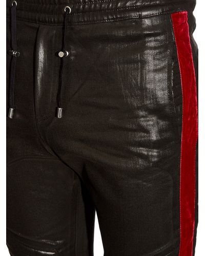 Balmain Biker Side-striped Track Pants in Black Red (Black) for 