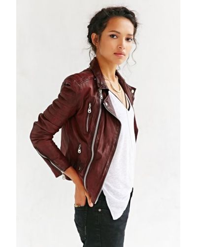 Doma Leather Oxblood Quilted Leather Jacket In Maroon Purple Lyst