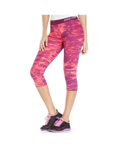 Nike Pro Drifit Capri Leggings in Black (Purple) | Lyst