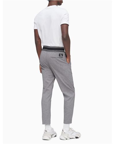 Calvin Klein Synthetic Slim Fit Logo Tape Joggers in Gray for Men - Lyst