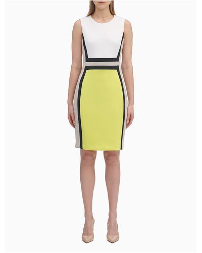 Calvin Klein Synthetic Colorblock Sleeveless Sheath Dress in Canary ...