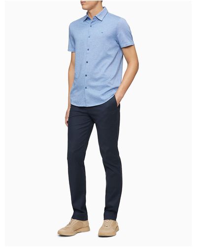 Calvin Klein Cotton Liquid Touch Birdseye Short Sleeve Shirt in Blue for  Men - Lyst