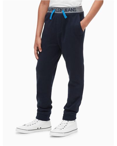 Calvin Klein Cotton Boys Logo Drawstring Jogger Sweatpants in Navy (Blue) for Men - Lyst