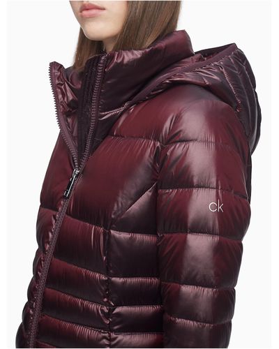 Calvin Klein Synthetic Packable Down Hooded Long Puffer Coat - Lyst