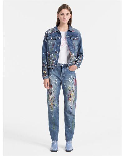 calvin klein paint splatter jeans