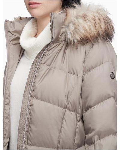Calvin Klein Faux Fur Hood Down Blend, Wallis Long Winter Coats Womens Calvin Klein