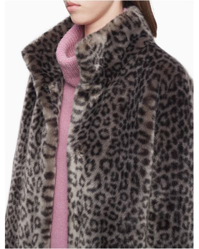 calvin klein leopard print coat